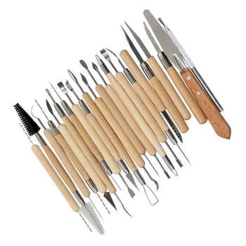 

22 Pcs/set Wooden Handle Clay Tools DIY Art Clay Pottery Tool Set Sculpting Professional Art Tool for Student Art Painting