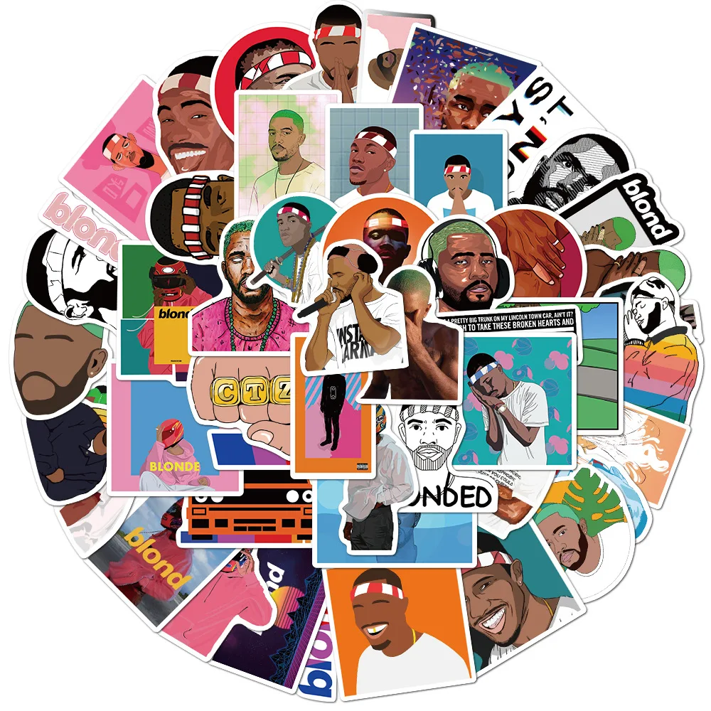 

50PCS Frank Ocean Blonde Stickers Vinyl for DIY Stationery Decal Motorcycle PS4 Skateboard Laptop Guitar Helmet Singer Sticker