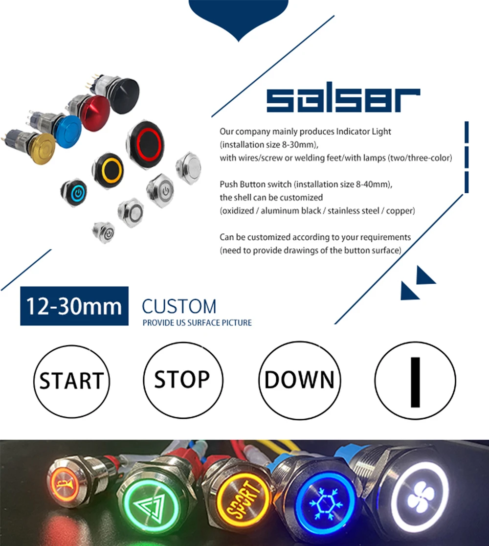 12 16 22mm 3-6v diy com fio