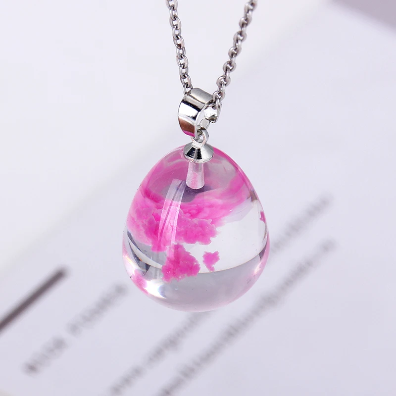 

Multicolor Cloud Sky Chain Pendant Necklace Chic Transparent Rould Glass Ball Shape Necklace For Women Fashion Jewelry