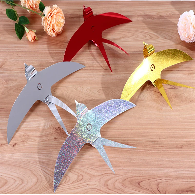 

10Pcs/lot Wedding Props PVC Sequins Colorful Little Swallow Hanging Ornament Wedding Party Favors Stage Ceiling Background Decor
