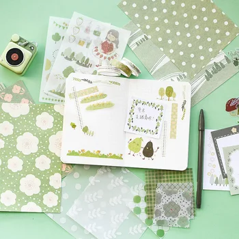 

Four Seasons Series Journal Material Bag Set Scrapbook Sketchbook DIY Sickers Bokmark File Holder Bag Mmo Pad Set