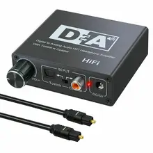 32-192KHz DAC Digital Coaxial to Analog R/L RCA 3.5mm Jack HiFi Audio Converter Adapter for Tos-link