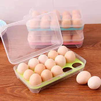 

Portable Plastic Egg Tray Holder Storage Box Container Organizer Bin With Lid For Kitchen Refrigerator Fridge 15grid