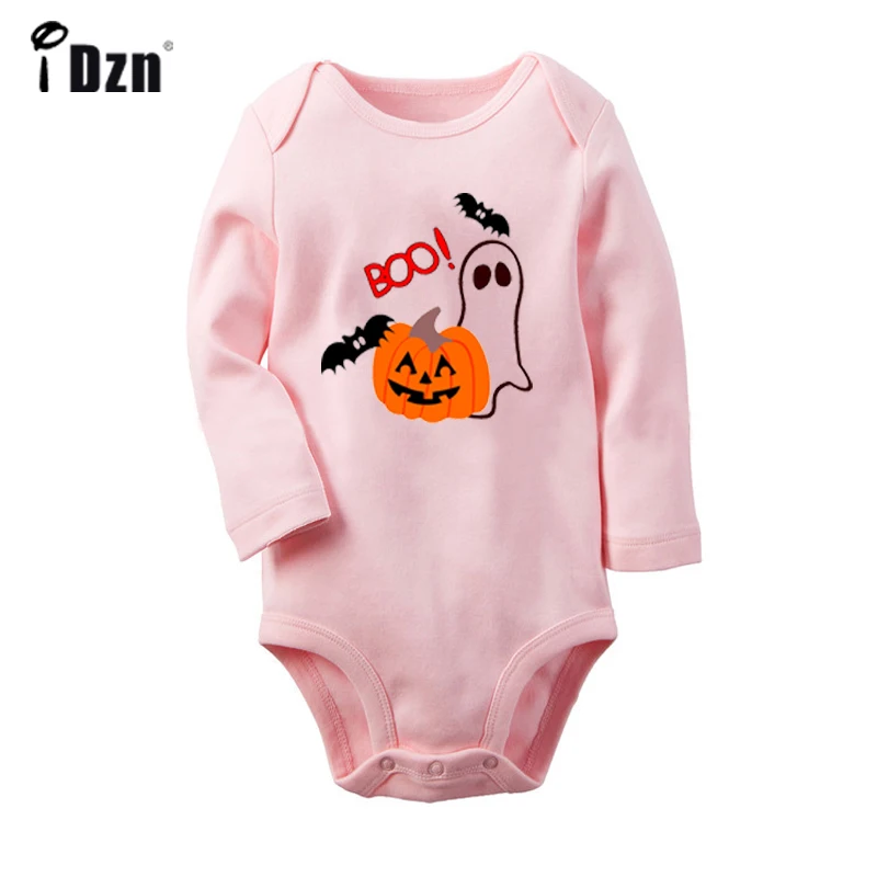 И надписью "Happy Halloween" злые Тыква мультфильм замок для новорожденных боди для новорожденных с капюшоном, длинный рукав, Комбинезоны комбинезон одежда из хлопка - Цвет: JbBaby620PC