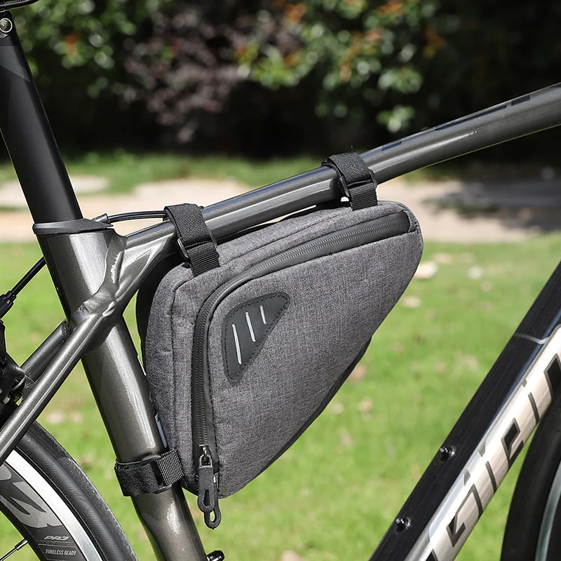 

Reflective Bicycle Bag Mountain Bike Tool Kit Bicycle Lower Tube Bag Riding Front Beam Bag Dark Hemp Gray Outdoor Cycling Bag