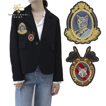 

Metal Fox Beaded Patches Embroidery Applique Men T-shirt Pants Badges Decoration 5 sets