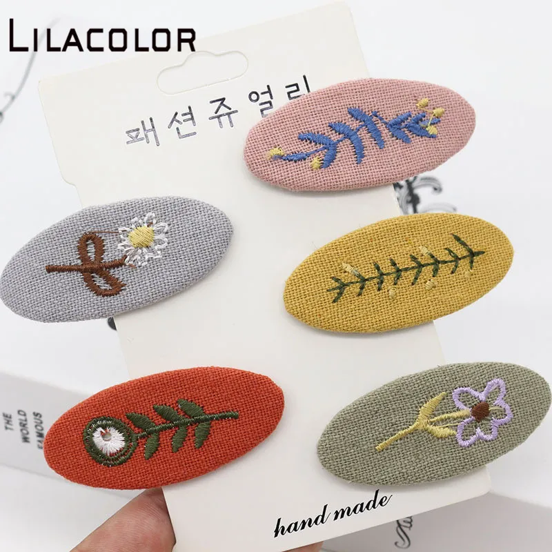 

1 PC Cloth Embroidery Women Clips Vintage Floral Girls BB Clip Barrettes Elegant Hairpins Hair Accessories