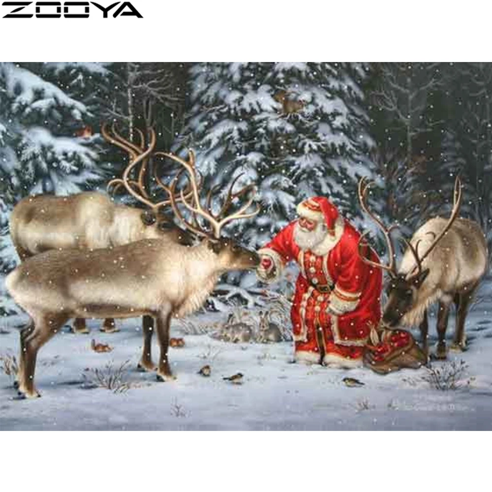 Zooya Вышивка крестом Алмазная картина Полная площадь Санта Клаус Алмазная вышивка полный набор икон Алмазная мозаика картина Zh001 - Цвет: Zh001-2