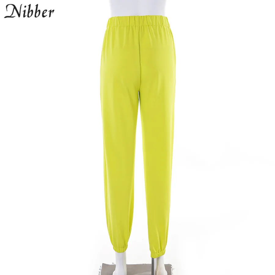 Nibber autumn fashion neon cotton basic Harem pants women Casual Street loose Sportpants Solid printing Active wear mujer