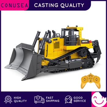 HUINA 1:16 RC Truck Heavy Bulldozer Caterpillar Alloy Tractor Model Engineering Car Excavator Radio Controlled Car Toys for Boys 1