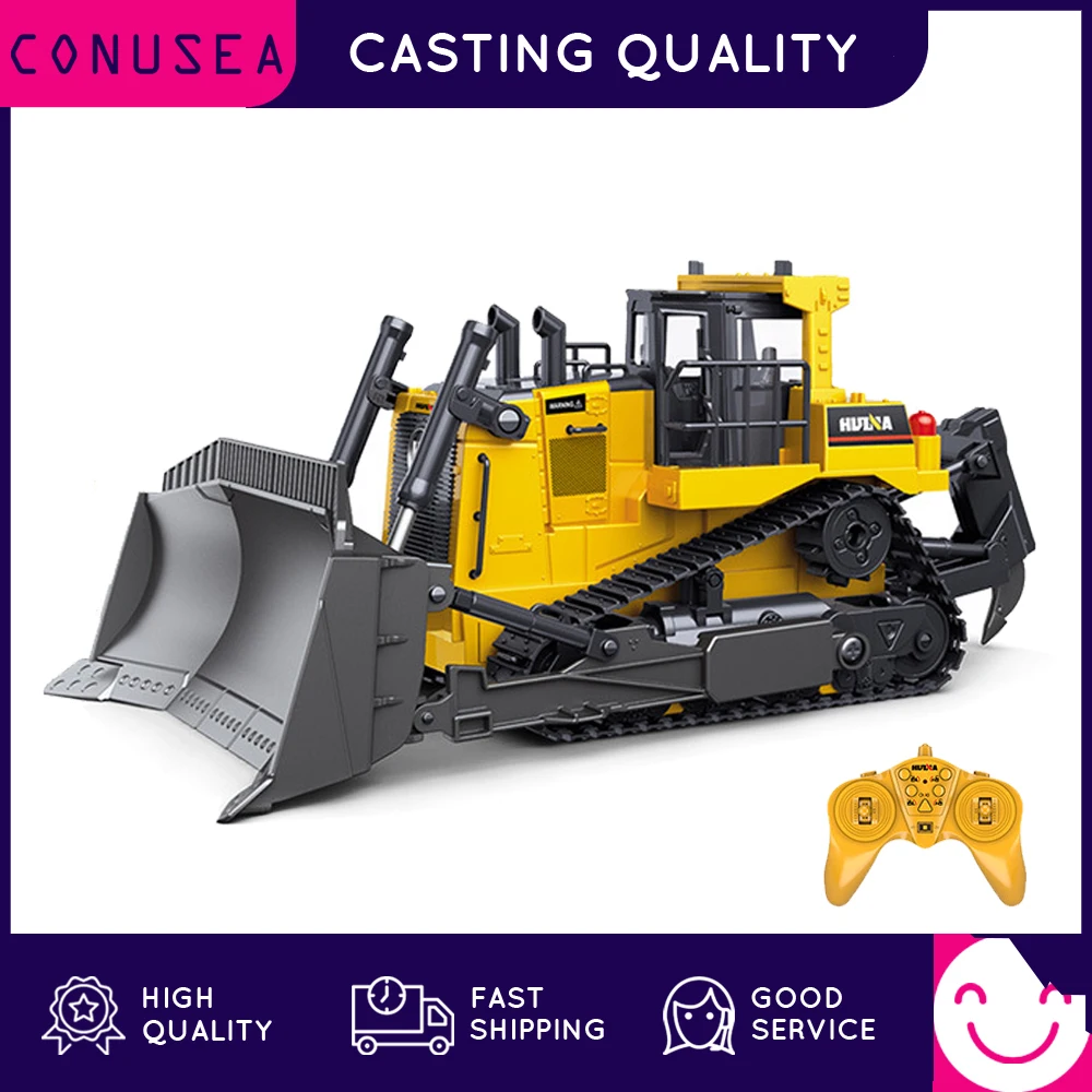 HUINA 1:16 RC camion lourd Bulldozer chenille alliage tracteur modèle ingénierie voiture pelle radiocommandée voiture jouets pour garçons