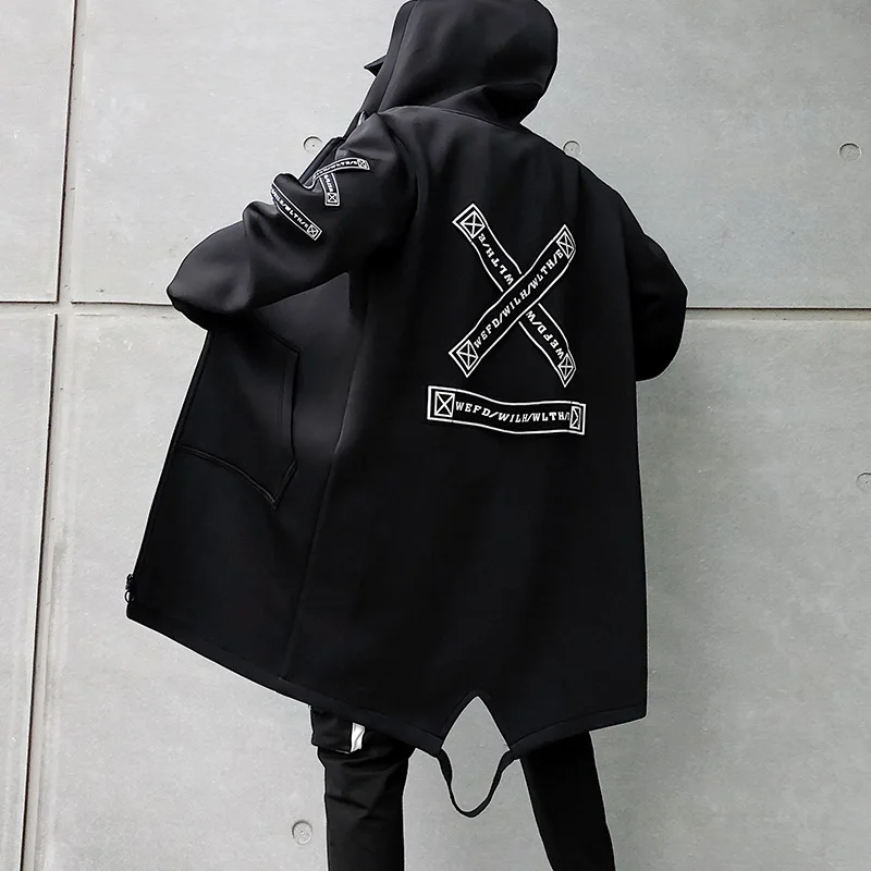 2024 Herbst Männer Kapuzen jacken drucken Harajuku Wind breaker Band Mantel männlich lässig Outwear Hip Hop Streetwear Mäntel lbz155