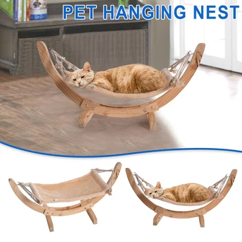 

Hammock DIY Bed Pet Dog House Wooden Frame Lazy Mat Comfortable Cushion Lounge HVR88