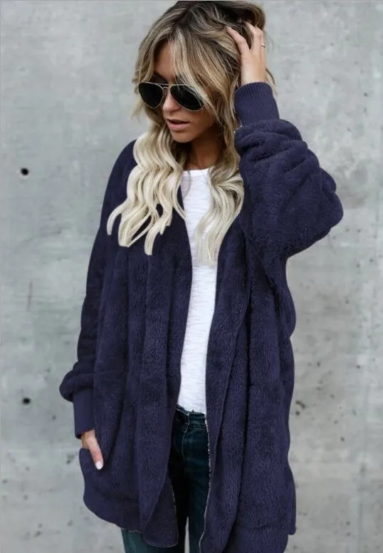 Осенне-зимний женский длинный кардиган большого размера для беременных женщин, Повседневный свитер с капюшоном и длинными рукавами, женское Свободное пальто для беременных - Цвет: blu