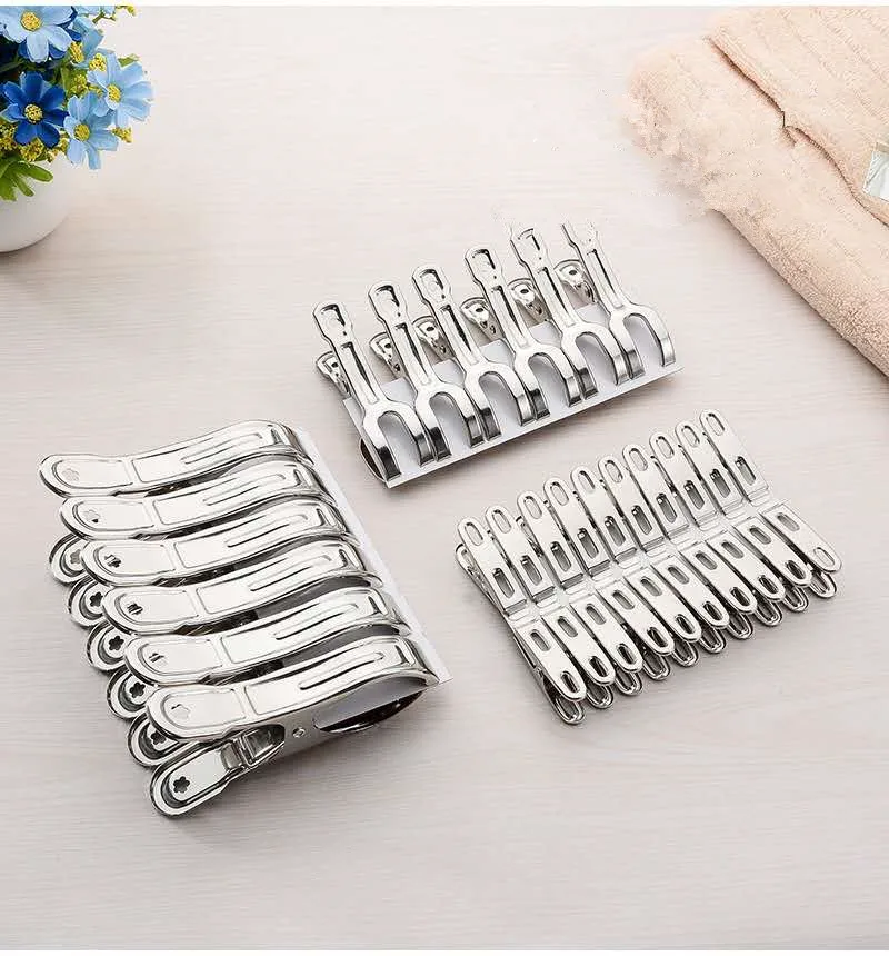 Clothes Pegs 5/10 Pieces Of Stainless Steel Clothespin Hanger Clothes Strong Spring Clothespin Holder Home Decoration Towel Clip Sealing Clip
