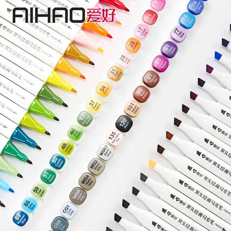 

Aihao Beginners Alcoholic Ink Double-headed Mark Hand-Painted Design Set Students Color Marker Package Set