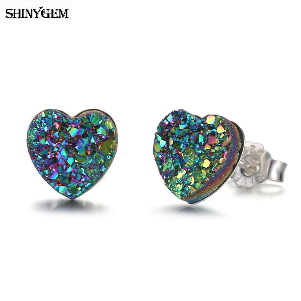ShinyGem 8 мм модные амулет сердечко любви обруч Треугольник/Овальный Форма серьги к