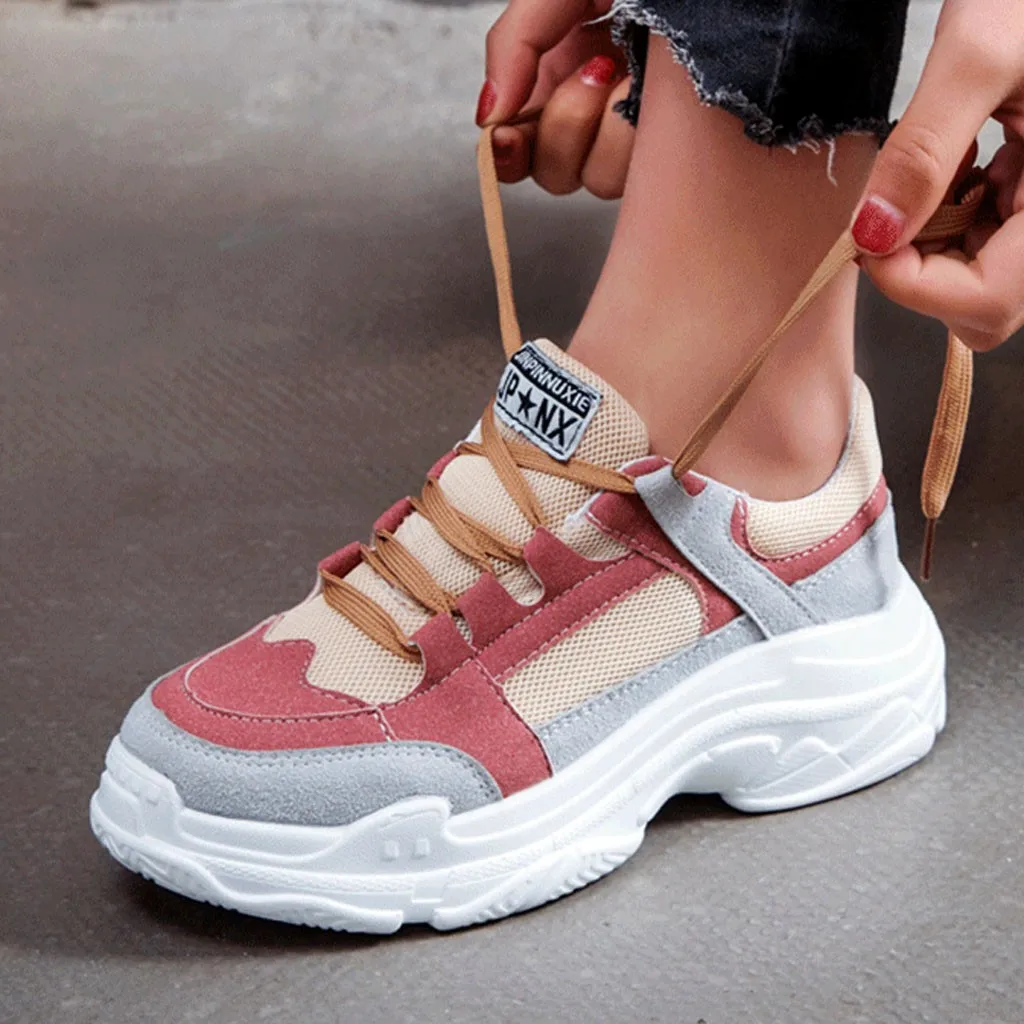 Fashion Women Shoes Mesh Breathable Platform Sneaker Ladies Footwear Women Chunky Sneakers Outdoor Sport Walking Shoes #808