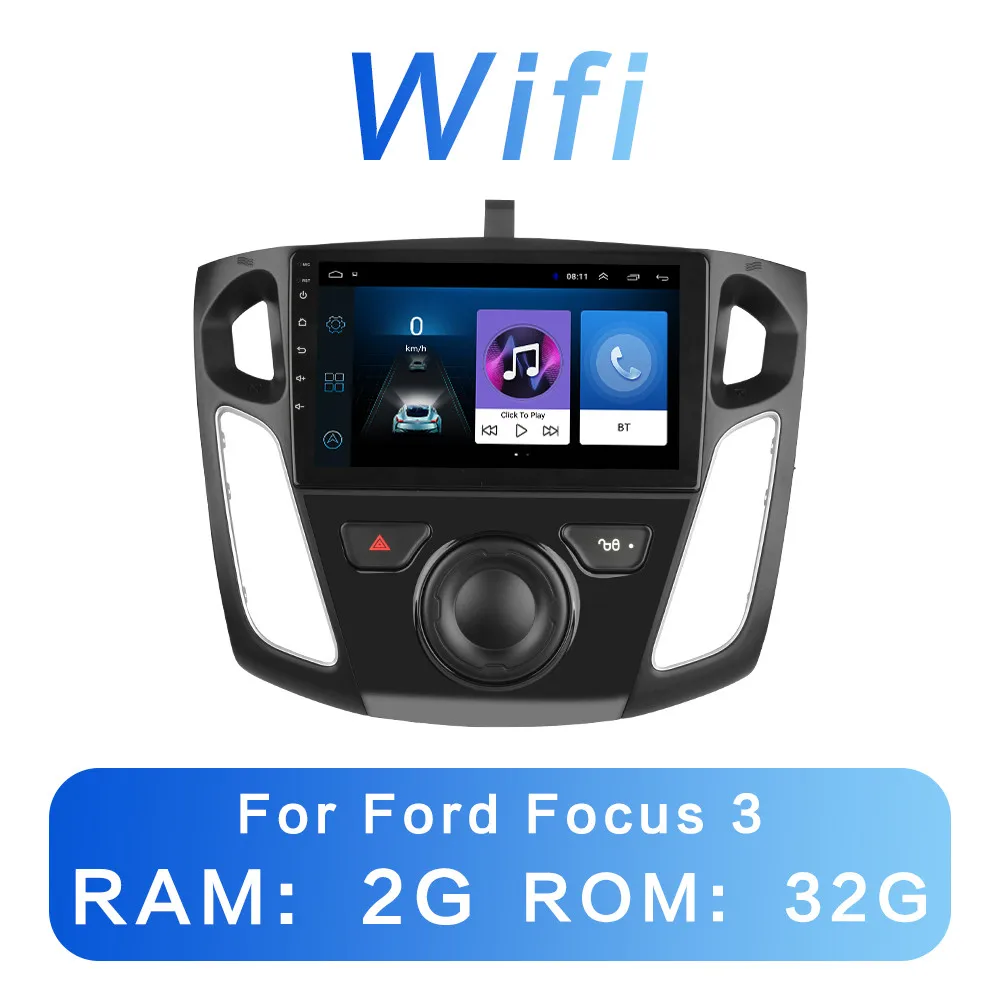 Focus 3 2G-32G 2G+ 32G DSP 2 din Android 8,1 4G сеть для автомобиля радио мультимедиа видео плеер для Ford Focus 3 2012 2013 Wi-Fi, BT - Цвет: Focus 3 2G-32G