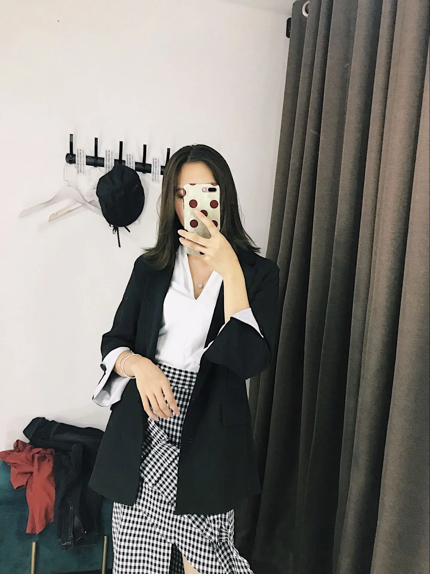 

Foreign Trade Single Western Style Contrast Color Suit Collar One-Button Slim Fit Small Suit WOMEN'S Coat D2446