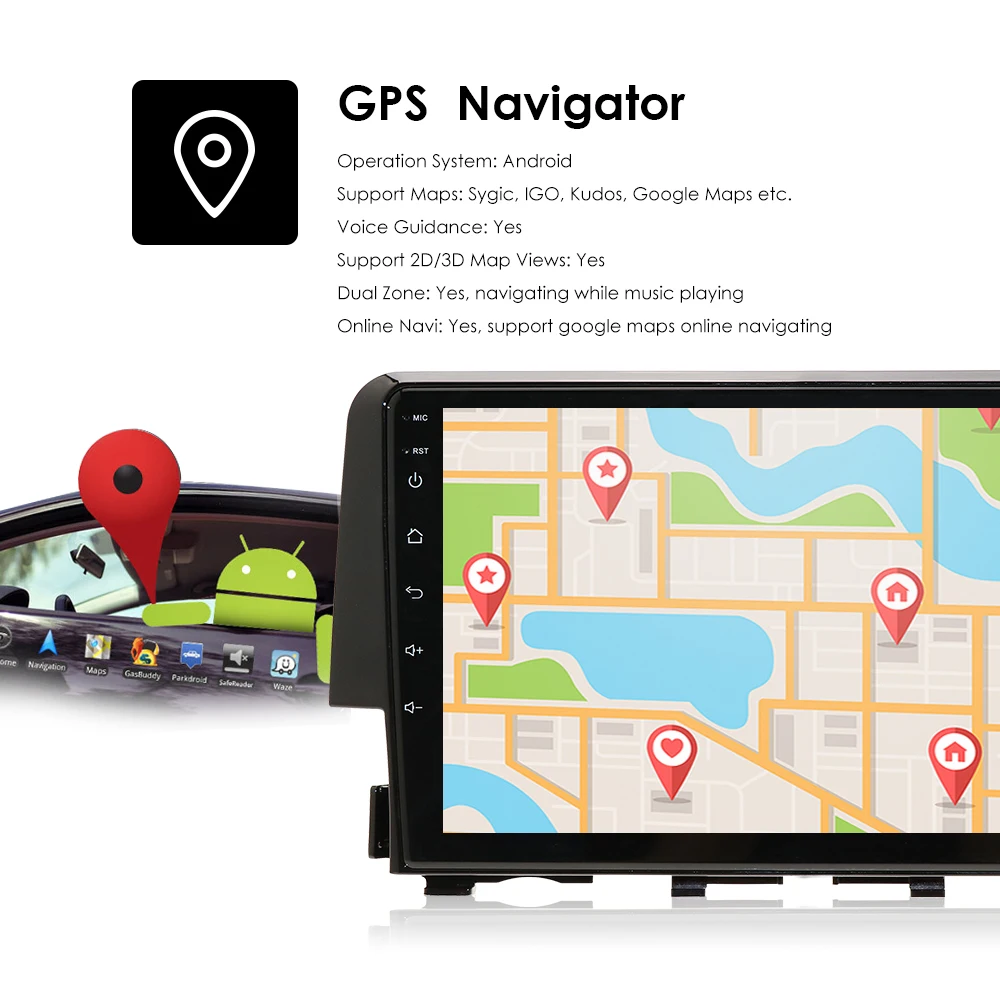 Android 9 0 Автомагнитола 2 Din дюймов gps Navi для Honda CIVIC 2016 2017 2018 ГБ + 32 Гб HDMI RDS wifi BT Mirror Link TPMS