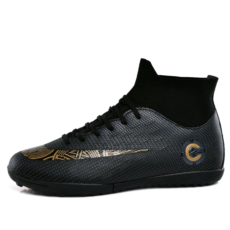 Original Men Football Boots Cleats Training Long Spikes TF Turf Kids Phantom Sneaker Outdoor Boys Athletic Superfly Soccer Shoes - Цвет: Черный