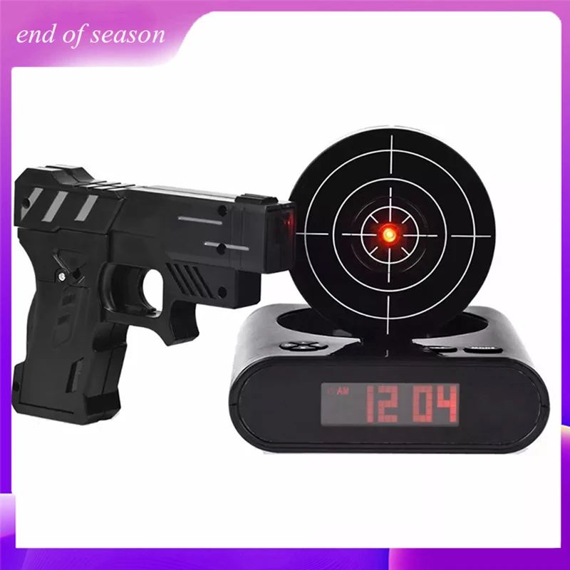 

New 2022 Electronics Desk Clock Digital Gun Alarm Clock Gadget Target Laser Shoot For Children&#39s Alarm Clock Table Awakening