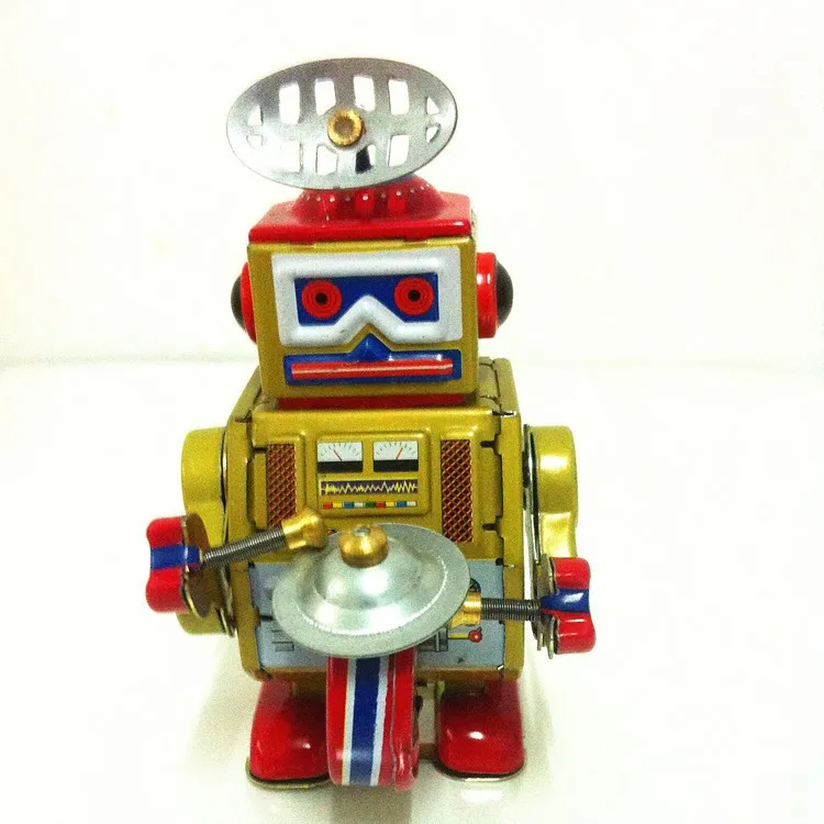 Classic Wind Up Walking Drummer Robot Clockwork Mechanical Tin Toy Xmas Gift 