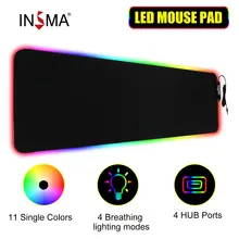 Gaming Mouse Pad RGB LED Glowing Colorful 4 HUB Port Large Gamer Mousepad Non-slip Desk Mice Mat 11 Colors For PC Laptop