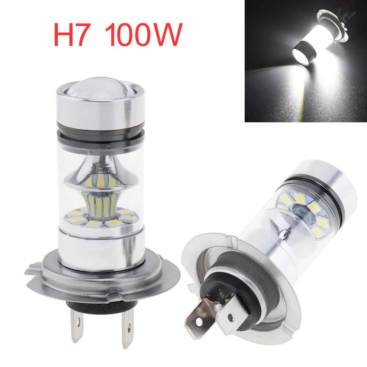 

2pcs H7 Car LED Light Bulb 100W LED 20-SMD Projector Fog Tail Driving Car Headlight Lamp DRL Bulb For Car Vehicle Auto