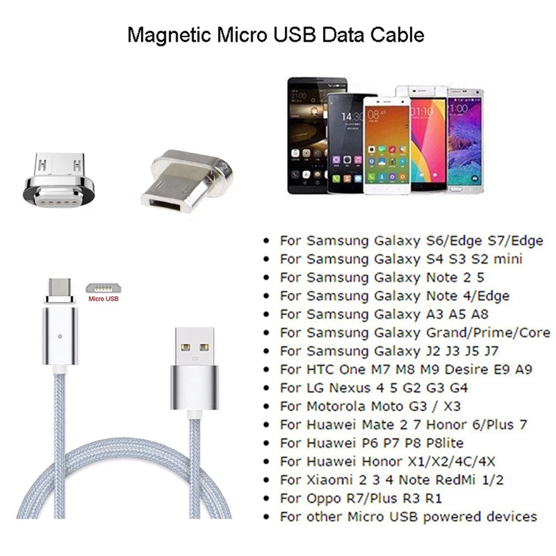 1Pc Braided Magnetic Micro USB Charging Cable For Samsung LG Huawei xiaomi Android 1Pc Braided Magnetic Micro USB Charging Cable For Samsung LG Huawei xiaomi Android
