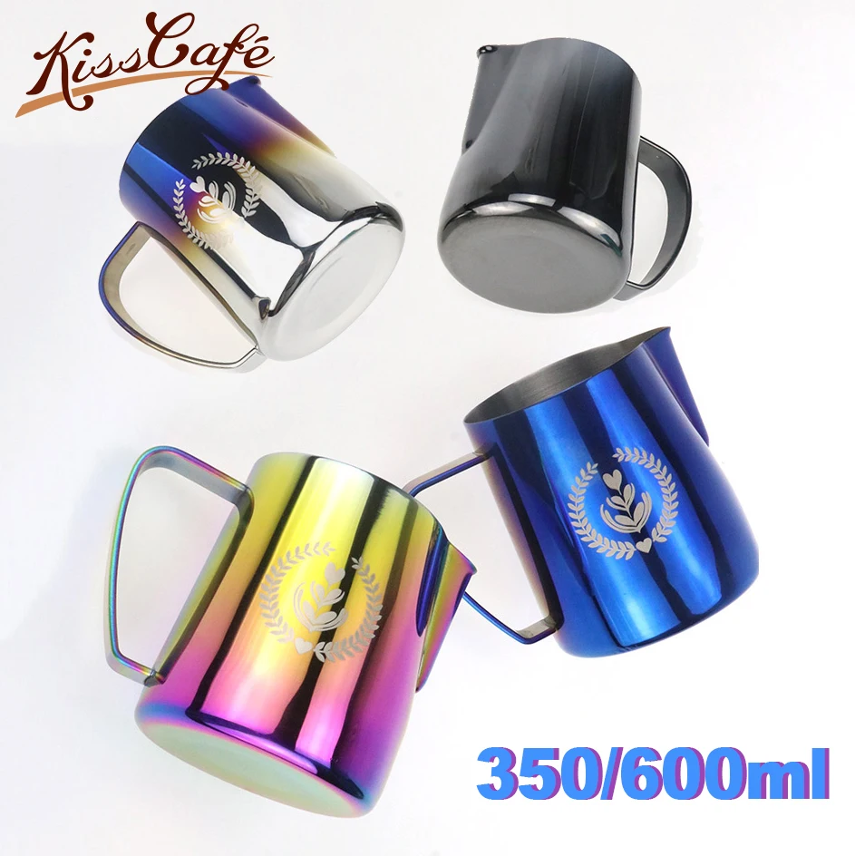 Goedkoop 350 600ml Rvs Opschuimen Werper Pull Bloem Cup Latte Melkkan Koffie Melk Mok Frother Melk Schuimende tool Coffeware