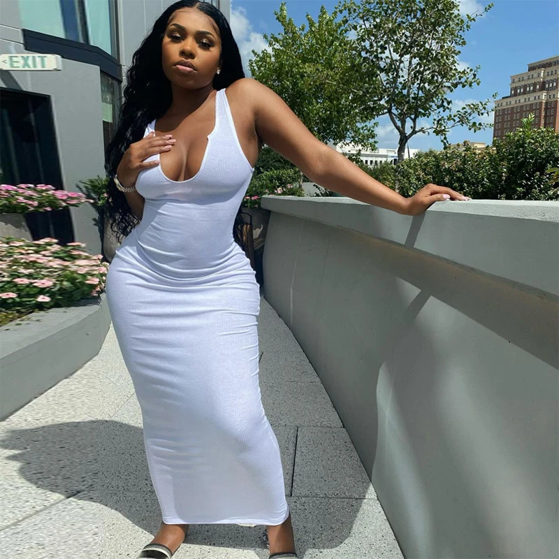 bodycon ribbed maxi dress