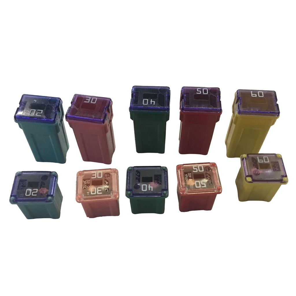 10x квадратный комплект предохранителей мини ассортимент предохранителей 20A 30A 40A 50A 60A для автомобиля грузовика