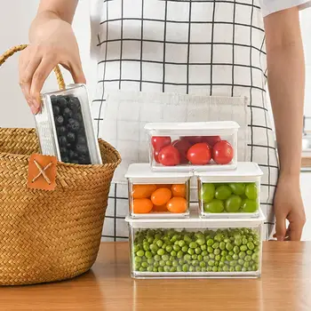 

Plastic Refrigerator Food Preservation Storage Drain Box Container with Lid Kitchen Accessories Organizer