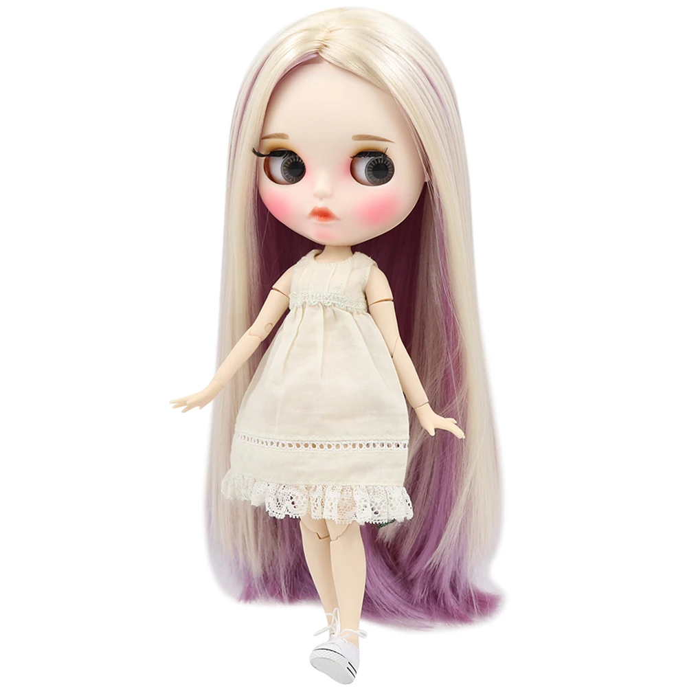 Кукла Blyth ICY DBS белая кожа элегантные смешанные цвета прямые волосы 1/6 для суставов