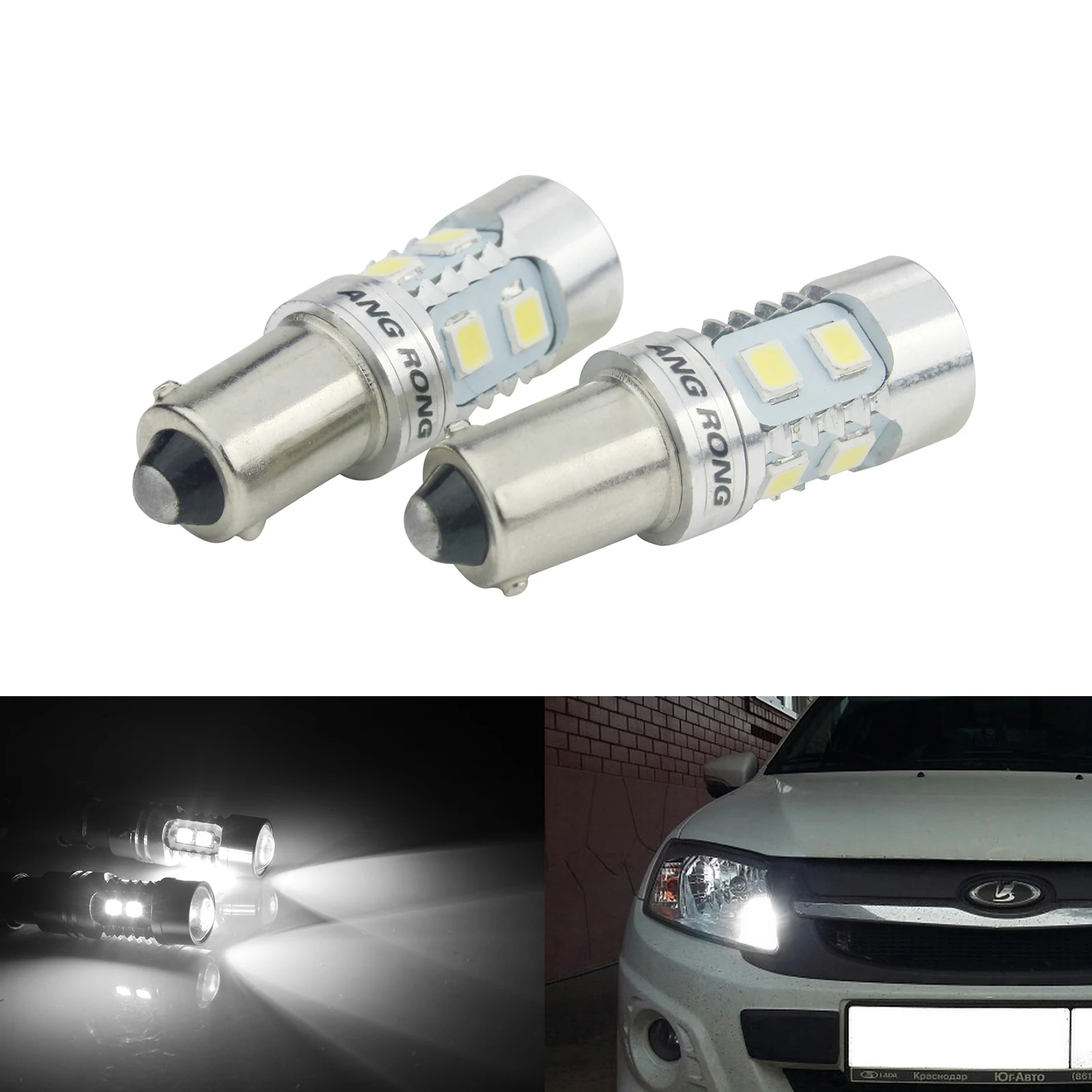 ANGRONG 2x10 SMD светодиодные чипы BA9S 233 T4W лампа для салона автомобиля босветильник свет