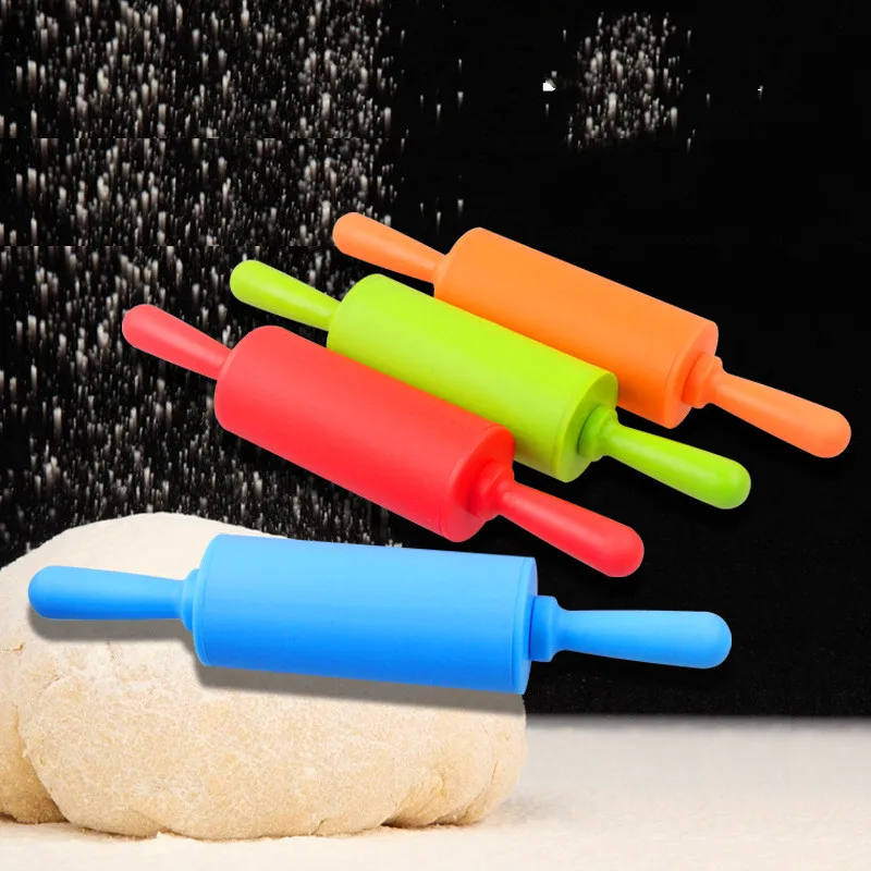 Non-Stick Bakeware Silicone Cooking Tools Fondant Cake Dough Roller Rolling Pin Cookies Biscuit Embossing Pastry Tools