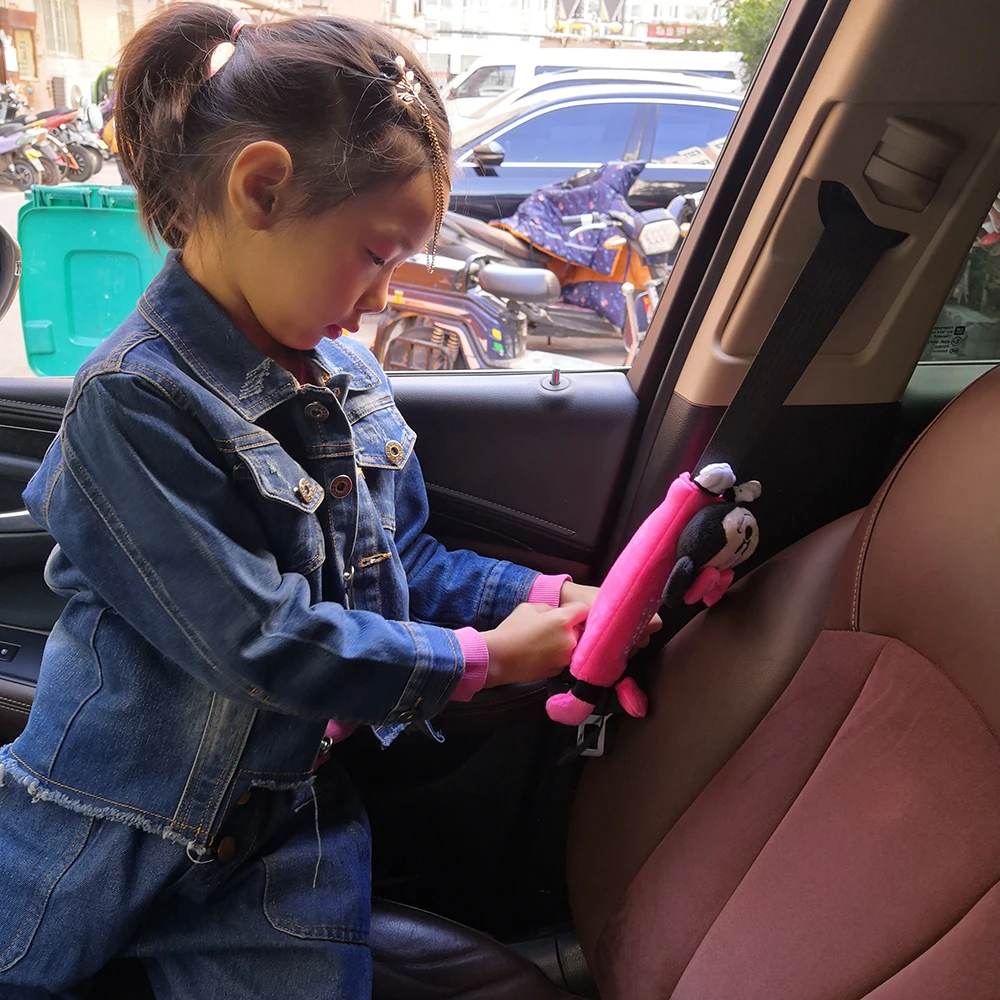 Милый мультяшный автомобильный чехол для ремня безопасности, детский ремень безопасности isofix, защита от наплечных подушек, плюшевая подкладка, автомобильные аксессуары