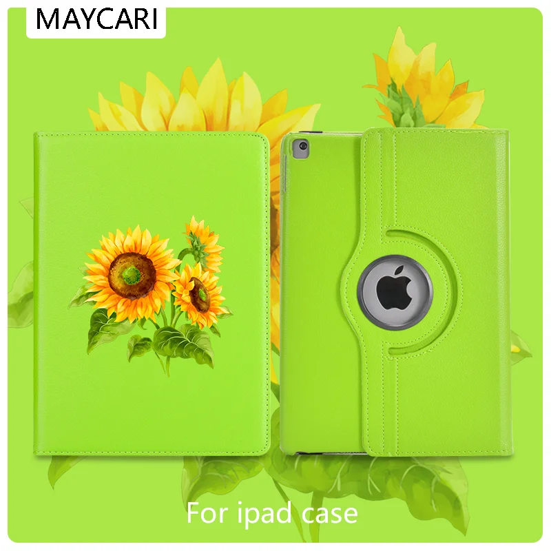 

Ipad 2 3 4 Leather 360° Rotatable Back Case SunFlower Print Cover Protective For 2020 iPad Pro 11 12.9 10.5 7.9inch Mini 1 2 3 5