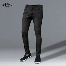 

Black Fashion Classic Men's Slim Jeans High Stretch Business Work Denim Trousers 2021 Autumn Vintage Casual Skinny Jogging Jean