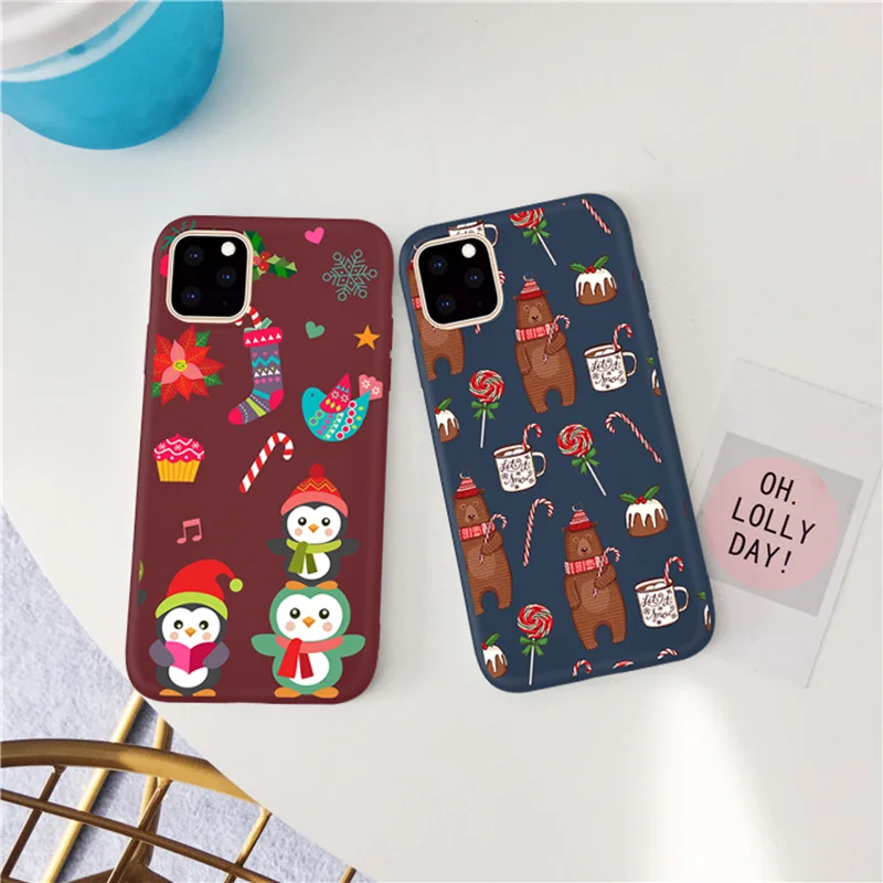 Новый год Санта Клаус Лось для iPhone 11 pro max Чехол Мягкий силиконовый чехол 7 8 6 6s plus xs
