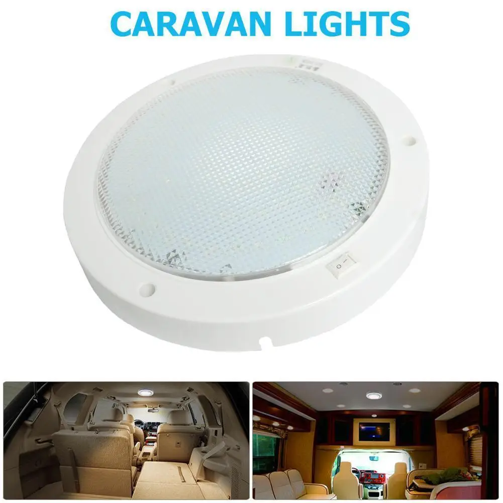 

9W 12V LED Car Round Ceiling Dome Roof Light Interior Light Lamp On Off Switch for Camper Van Caravan Motorhome Boat RV