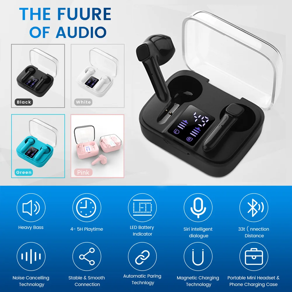 Moda tws fone de ouvido fone fone bluetooth e60 j6 com exibição energia espelho para iphone huawei