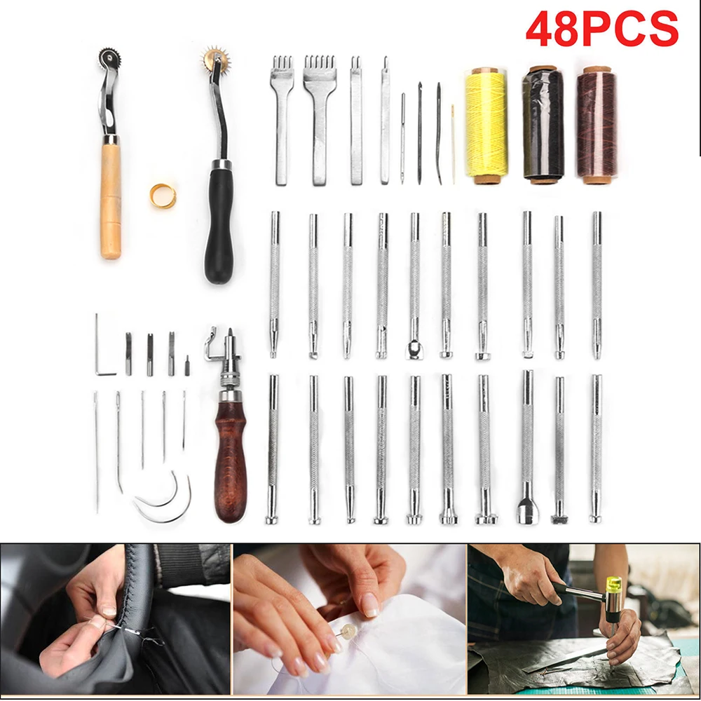 Multifunctional Leather Hand Stitching Tool Kit Leather Grinding Hand Sewn Leather Craft Tools Portable Manual Repair Tools