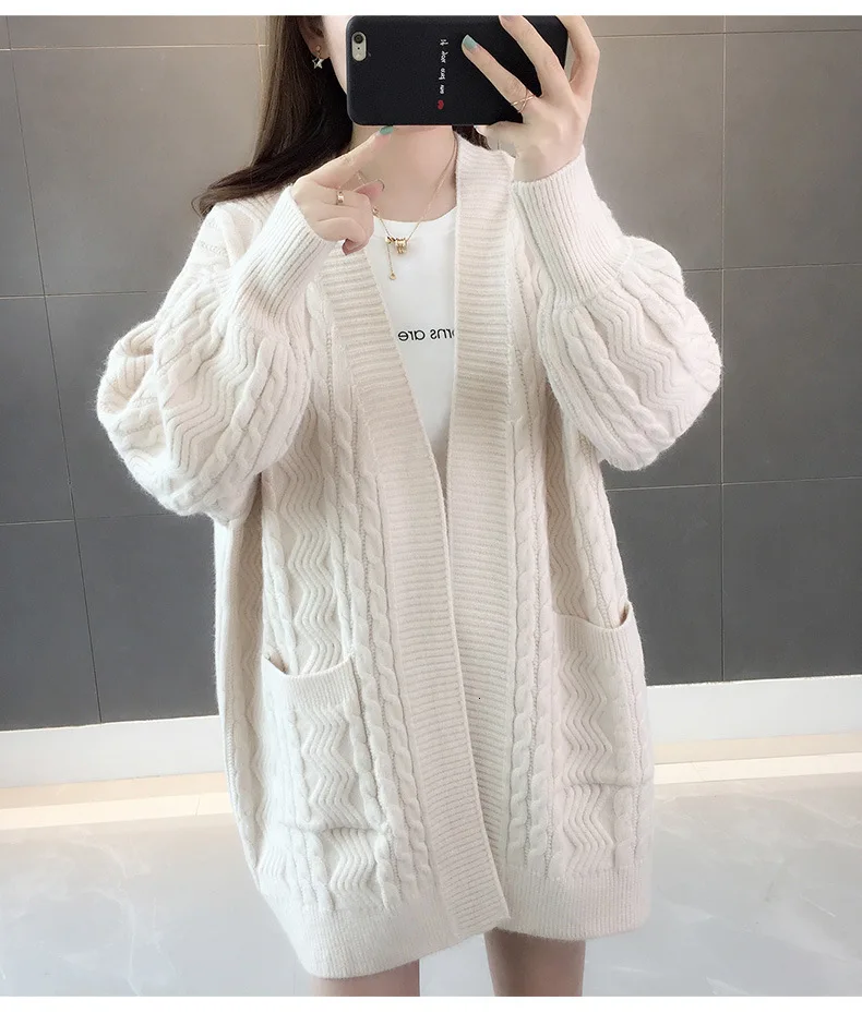 Spring And Autumn Women's Knit Cardigan Solid Color Wild Spring New Shirt Korean Version Of The Loose Sweater Women Coat