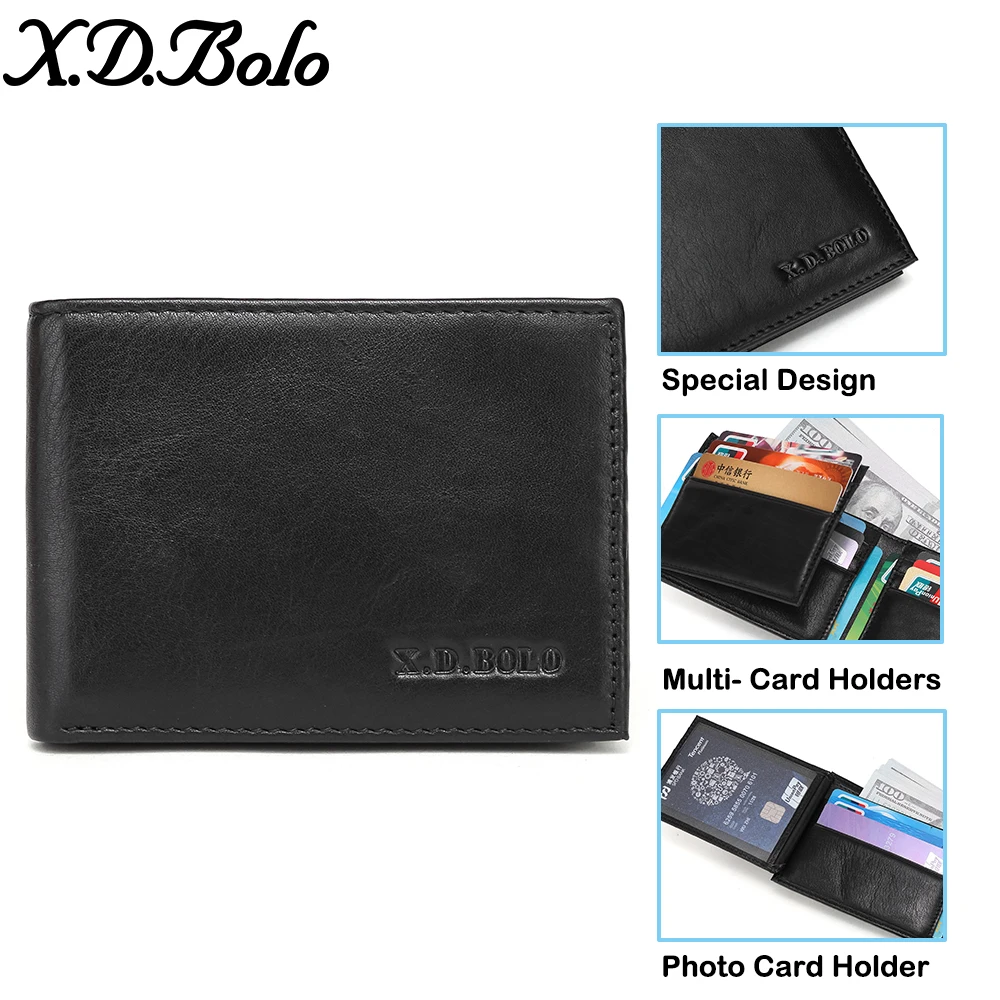 XDBOLO роскошный мужской кошелек кожаные однотонные тонкие бумажники из