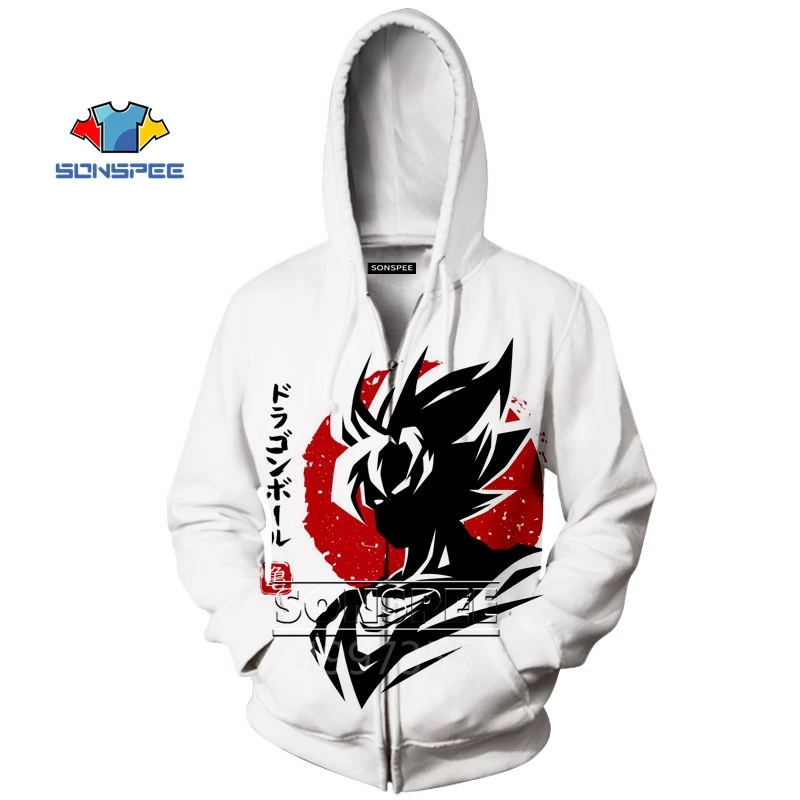 SONSPEE goku Harajuku/модные худи для мальчиков и девочек на молнии, худи с 3D принтом «Жемчуг дракона» для подростков, детская одежда, горячая распродажа, ZIP49