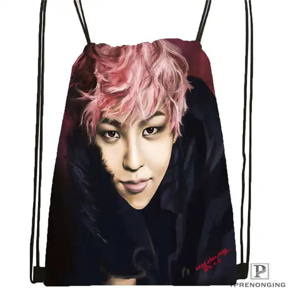 Пользовательский большой Банг(3) полоса походная сумка на шнурке милый рюкзак для детей(черная спина) 31x40 см# 180612-03-Bigbang